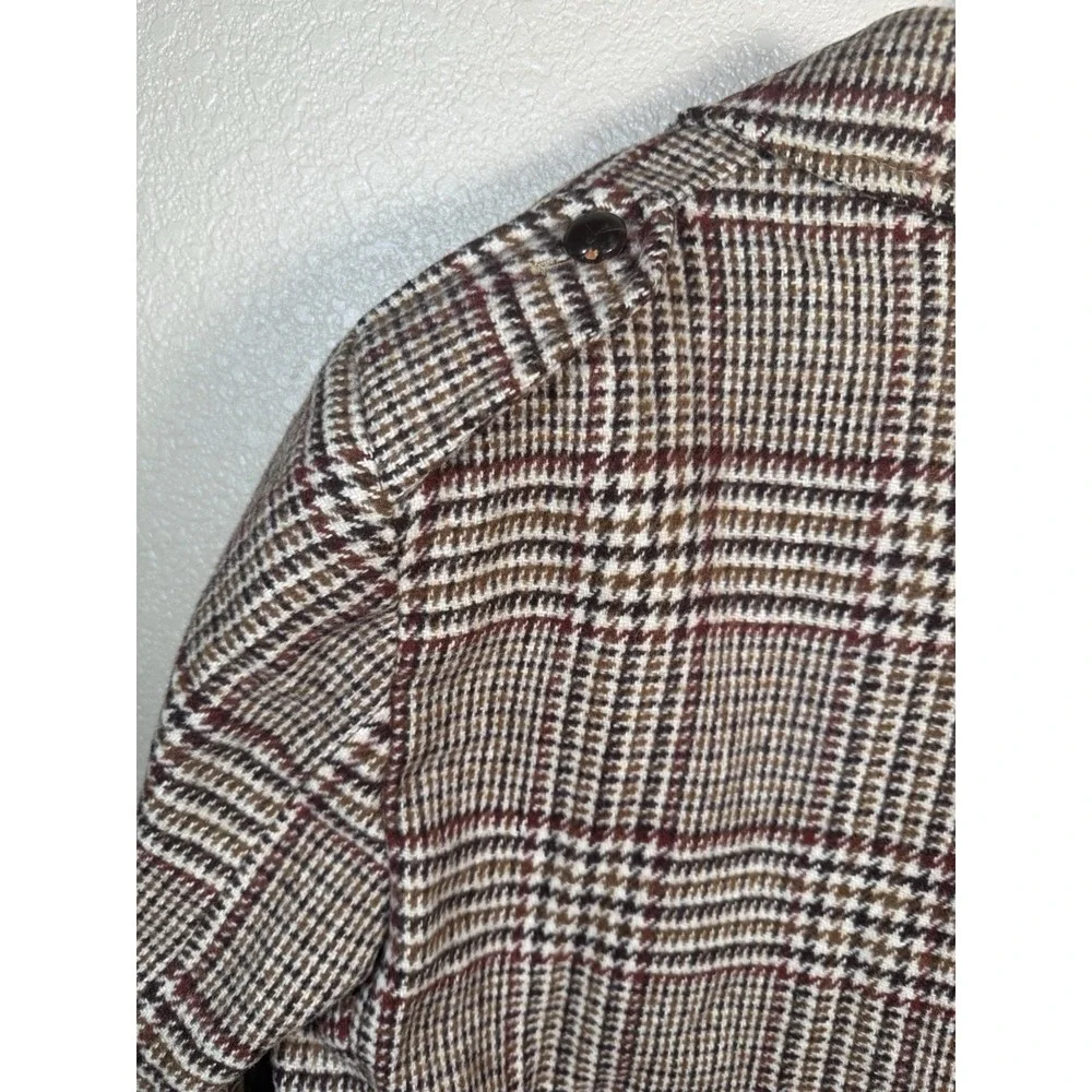 Vtg McGregor Men's Plaid Overcoat Sz 44 Glen Check‎ Wool Blend Belted Peacoat